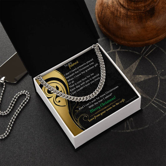 To My Fiancé Christmas Cuban Link Chain Necklace