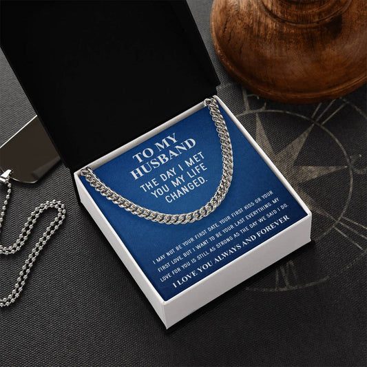 Husband Fathers Day Gift Silver Cuban Link Chain For Men Husband Birthday Gift Anniversary Gift For Husband From Wife