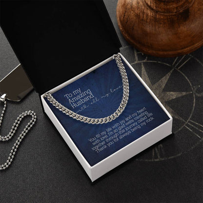 To My Amazing Husband Cuban Link Chain Necklace Gift For Husband From Wife