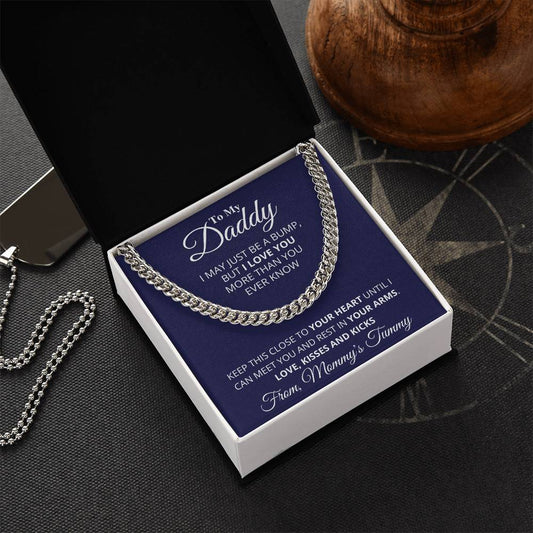 Daddy To Be From Baby Bump Cuban Link Chain Daddy To Be Necklace Gift First Time Dad Gift New Dad Gift