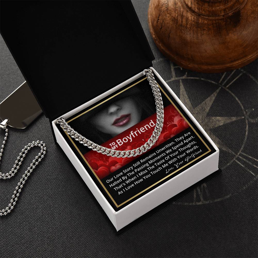 To My Boyfriend Happy Birthday Anniversary Gift For Him Link Chain Necklace Message Card Cuban Link Chain