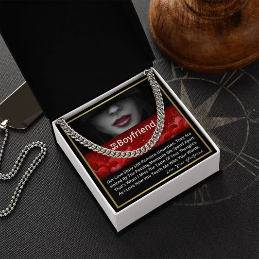 To My Boyfriend Happy Birthday Anniversary Gift For Him Link Chain Necklace Message Card Cuban Link Chain