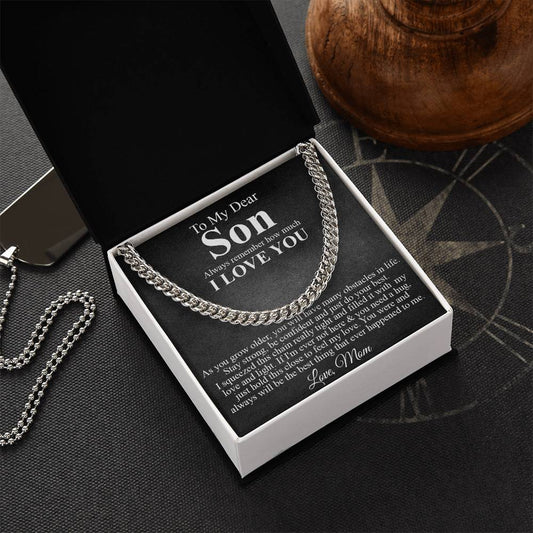 To My Dear Son Cuban Chain Necklace Son Gift From Mom Birthday Graduation Christmas Gift For Son Cuban Link Chain