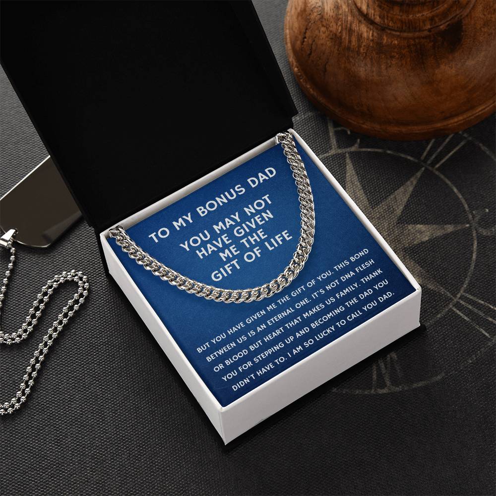 Step Dad Gift From Step Daughter Bonus Dad Gift From Bonus Son Fathers Day Sentimental Gift For Stepped Up Dad Cuban Link Chain