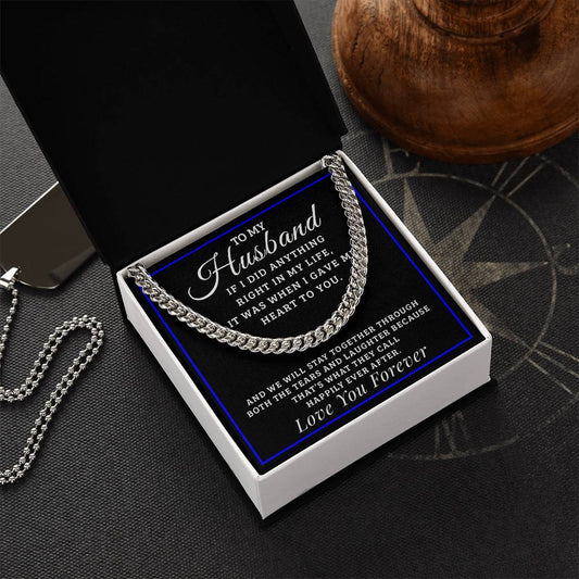 Happily Ever After Gift For Husband Cuban Link Chain