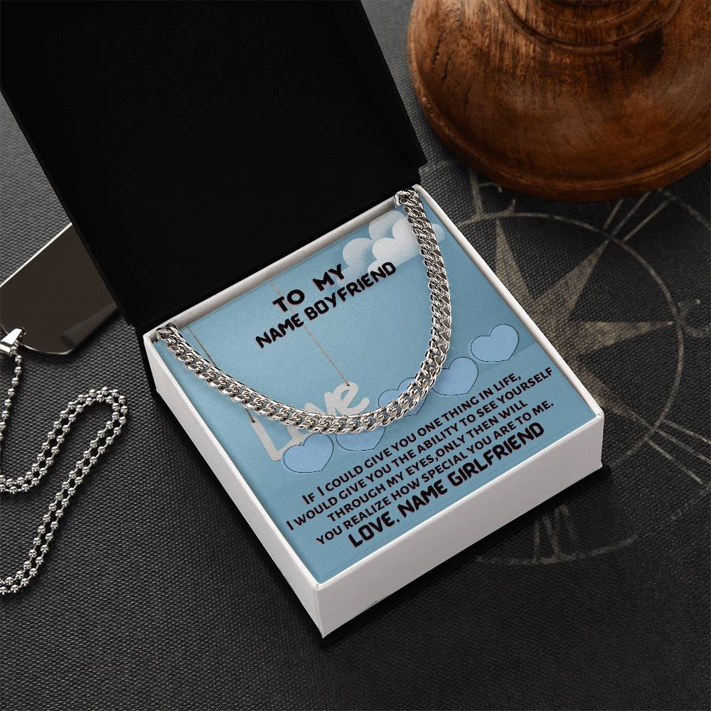 Personalized Necklace Name Gift For Boyfriend Cuban Link Chain