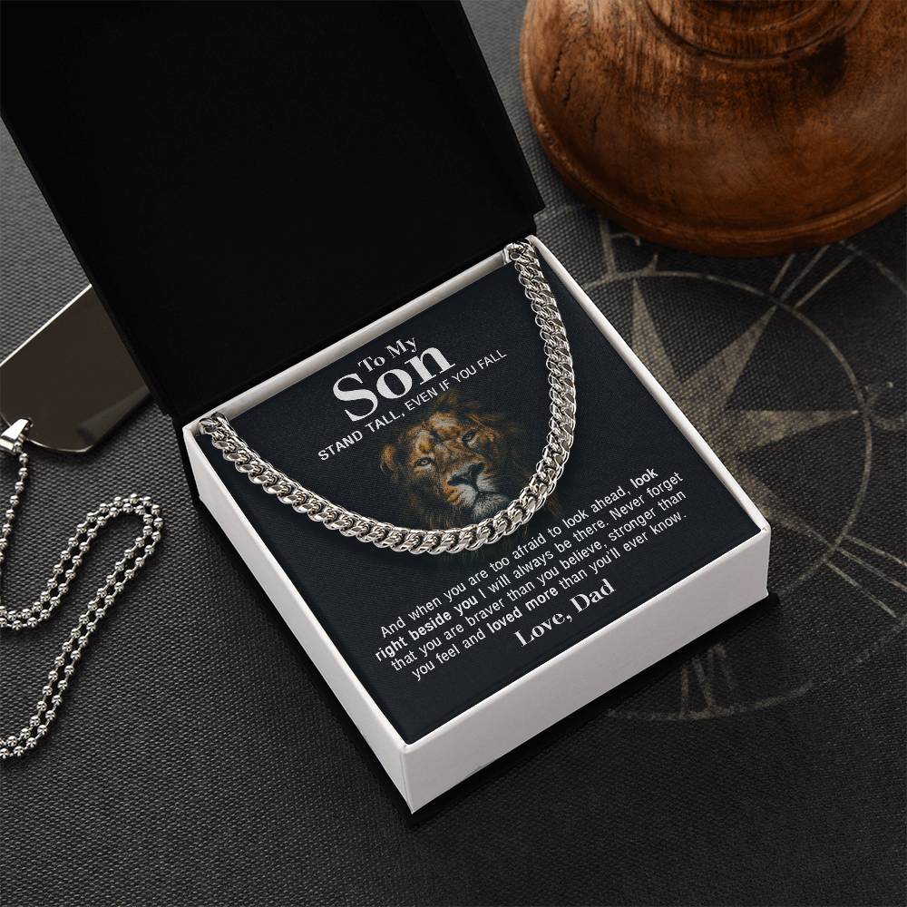 To My Son - Stand Tall From Dad  Cuban Link Chain Necklace
