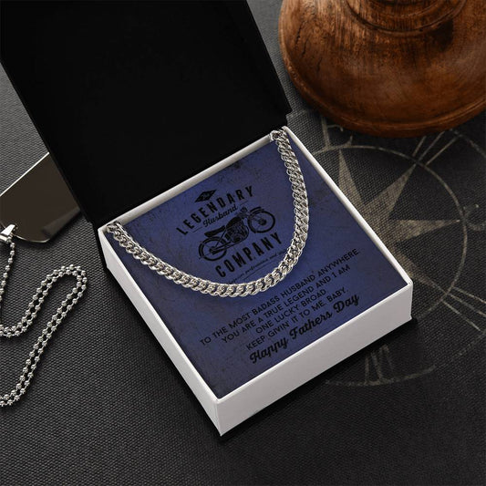 To Husband From Wife Father's Day Gift Badass Biker Cuban Chain Necklace Cuban Link Chain