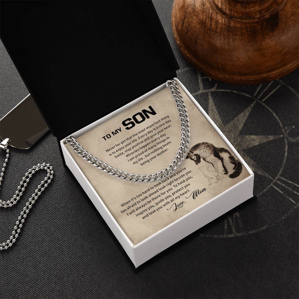 To My Son Cuban Link Chain