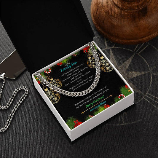 Mom To Son Christmas Cuban Link Chain Necklace