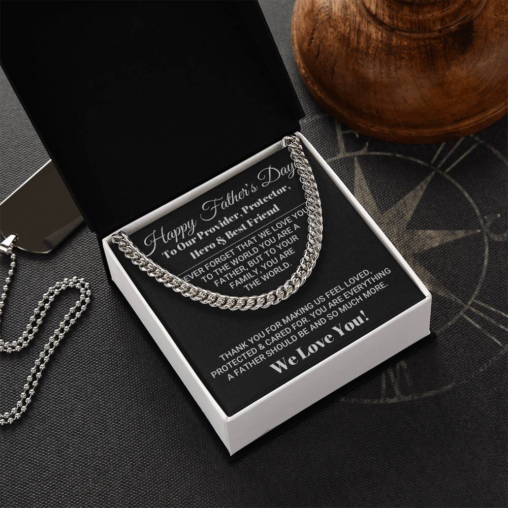 Our World Father's Day Necklace Cuban Link Chain