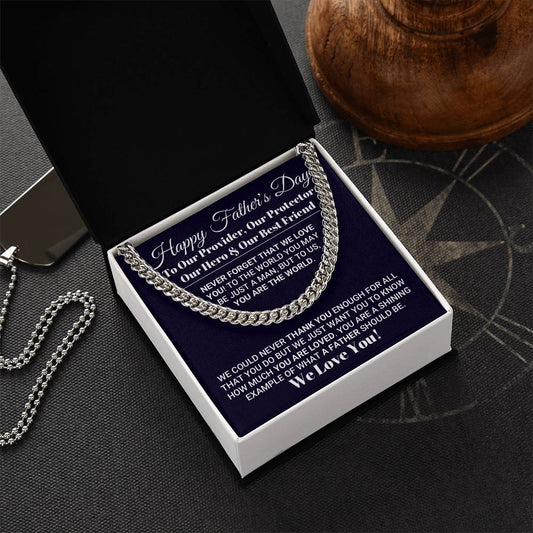 Our World Father's Day Necklace Cuban Link Chain