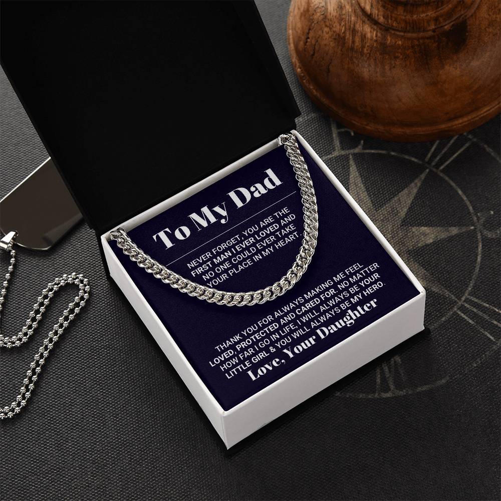 My Dad My World Father's Day Necklace Cuban Link Chain