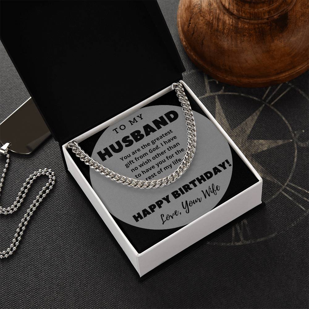 To My Husband Happy Birthday Cuban Link Chain