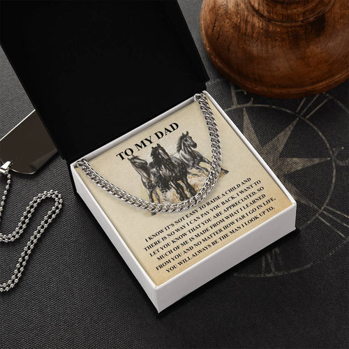 Gifts For Dad From Daughter Fathers Day Gift From Son Silver Cuban Link Chain Dad Birthday Gift For Horse Lover Father