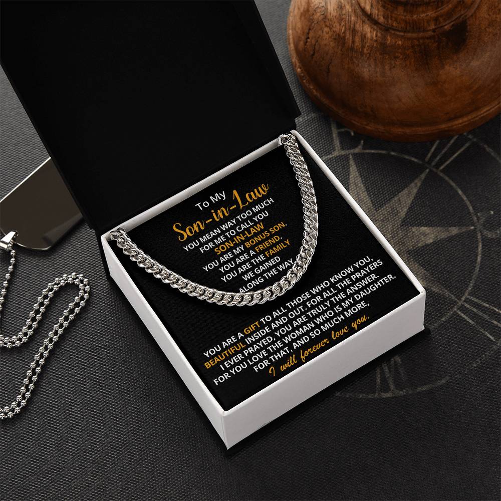 To My Son-In-Law - You Are My Bonus Son  Cuban Link Chain Necklace