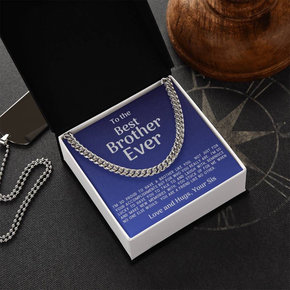 Best Brother Ever Cuban Link Necklace Gift From Sister Cuban Link Chain