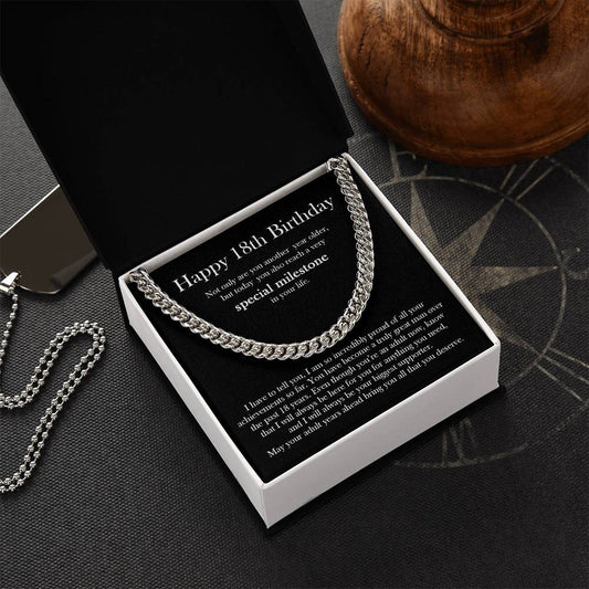 18Th Birthday Gift For Him Son Birthday Grandson 18Th Gift Cuban Link Chain