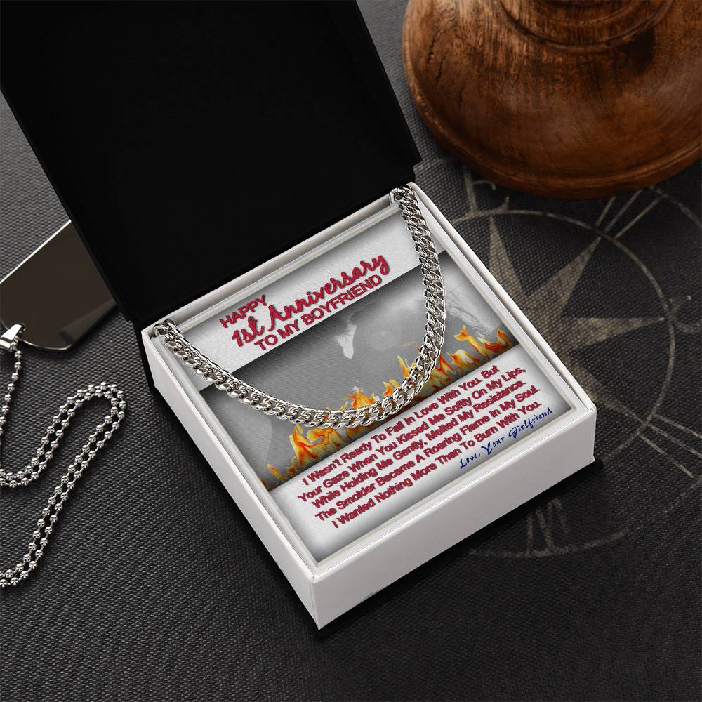 One Year Anniversary Gifts For Boyfriend Cuban Link Chain With Message Card