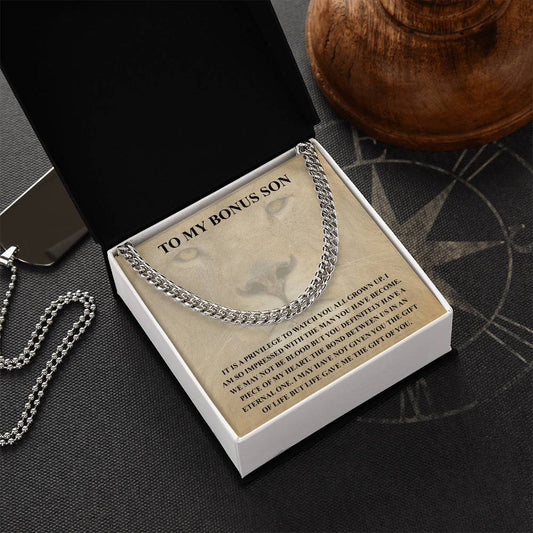 To My Bonus Son Necklace Gift For Step Son Bonus Son Graduation Graduate Gift Fathers Day Father Son Gift Gift From St Cuban Link Chain