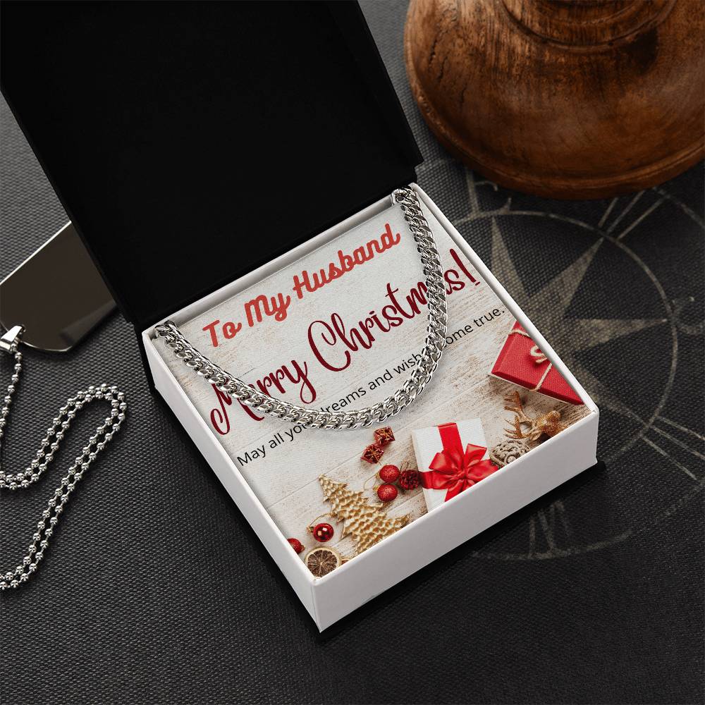 To My Husband Merry Christmas Cuban Link Chain