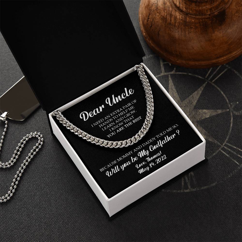 Godfather Proposal Gift Will You Be My Godfather Personalized Godfather Necklace Godfather Request Cuban Link Chain
