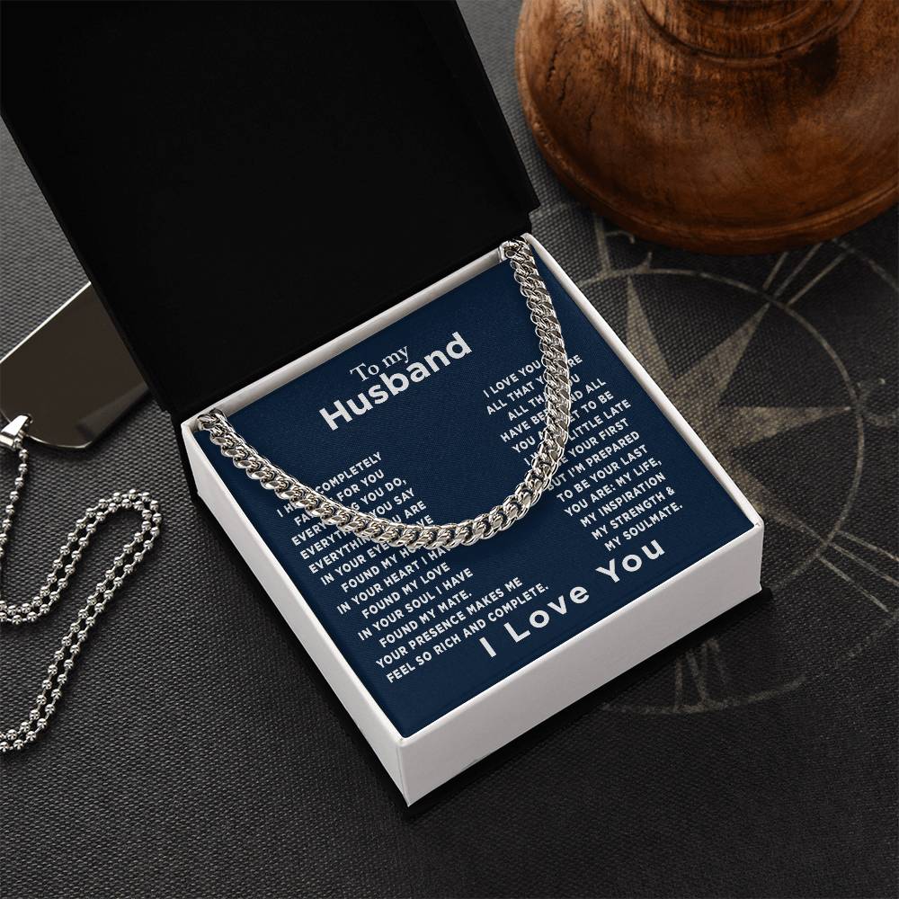 To My Husband - Meeting You Was Fate - Gift For Father's Day Birthday Anniversary - Gift For Husband Gift For Boyfrien Cuban Link Chain