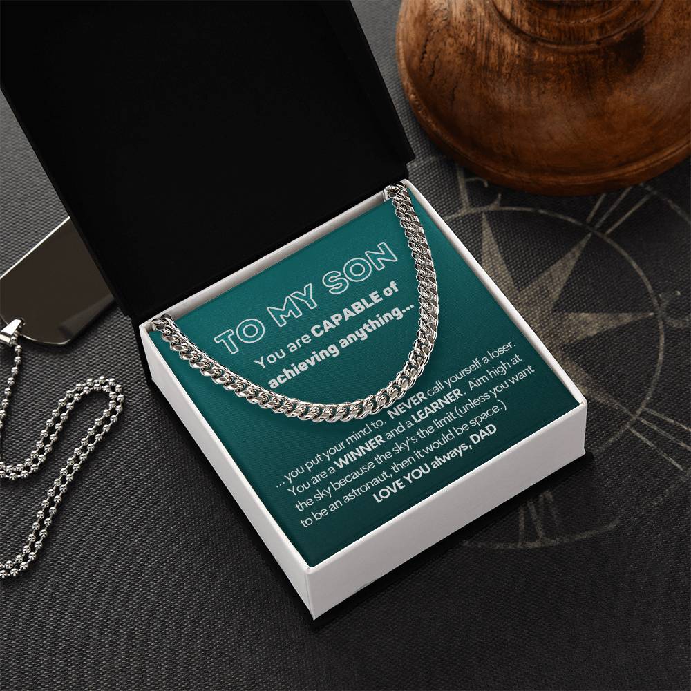 To My Capable Son Cuban Chain Necklace Gift From Dad Cuban Link Chain