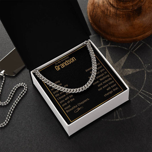 Grandson Cuban Chain Jewelry Necklace For Grandson Keepsake Gifts For Grandsons Personalized Gifts For Grandson Christ Cuban Link Chain