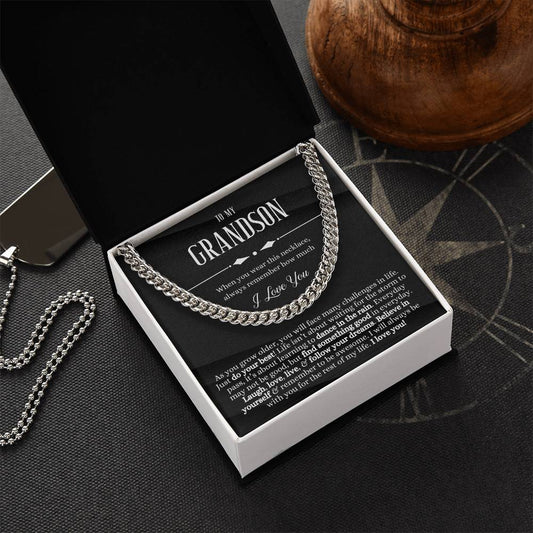 To My Grandson Sentimental Gift For Grandson Grandson Gift From Grandmagrandpa Birthday Graduation Christmas Cuban Link Chain