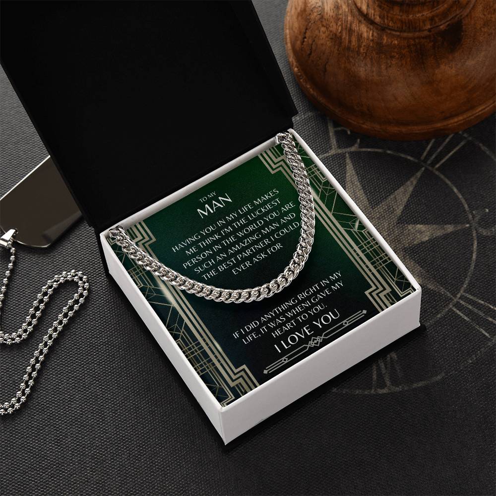 I Gave My Heart To You Cuban Link Chain Necklace Prism Edition