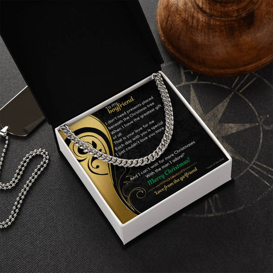 To My Boyfriend Christmas Cuban Link Chain Necklace