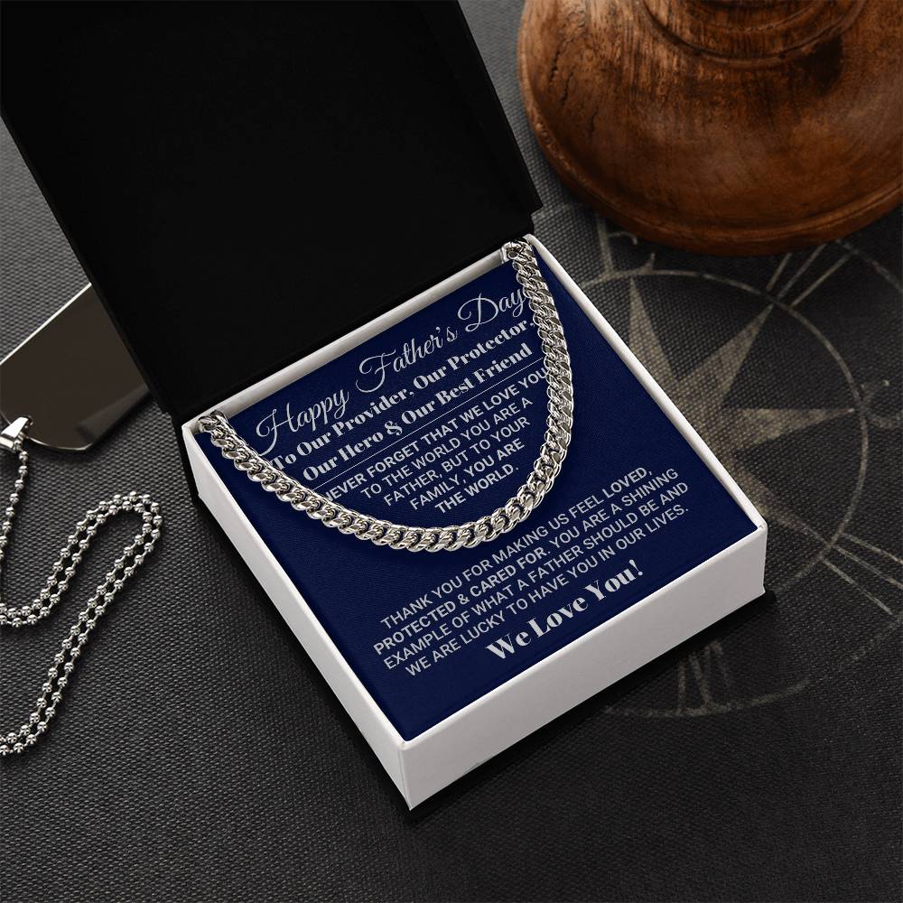 Our World Father's Day Necklace Cuban Link Chain