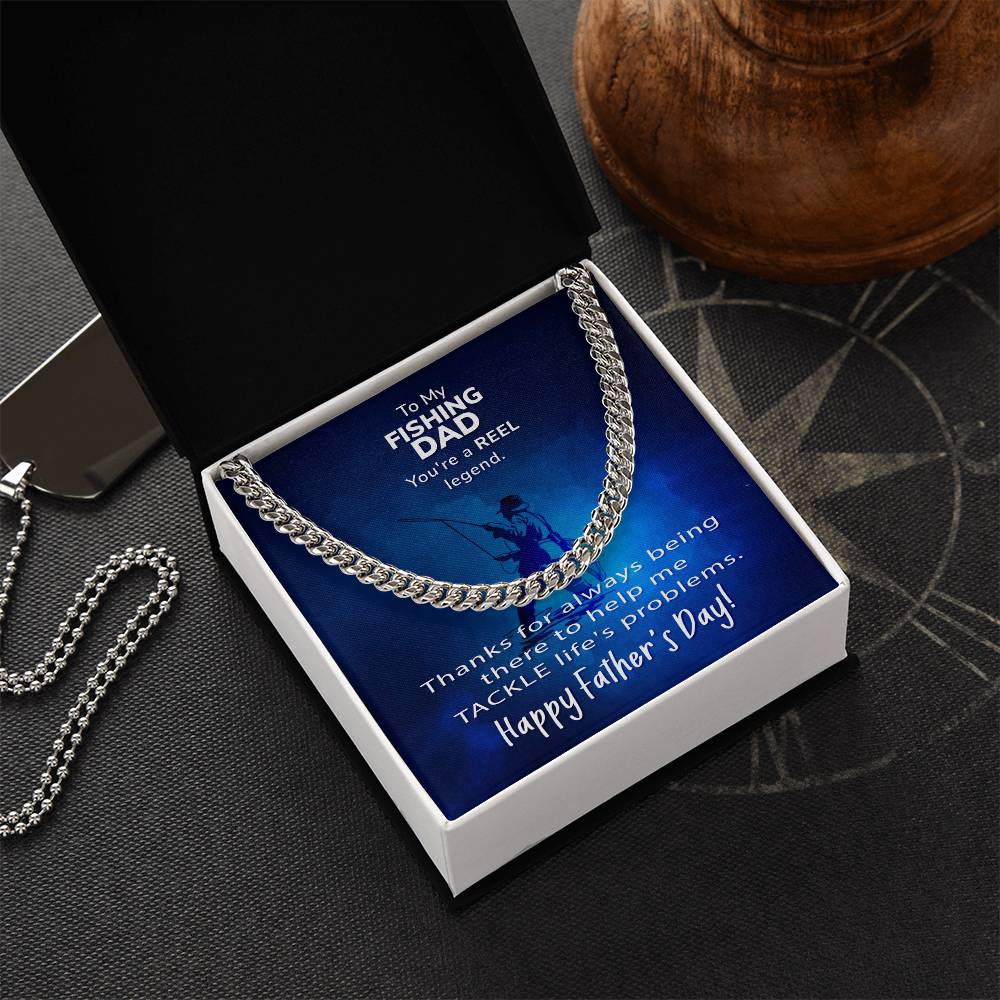 Cuban Link Chain Men To My Fishing Dad Gift For Fishing Dad Father's Day Gift Necklace To Dad From Son Daughter
