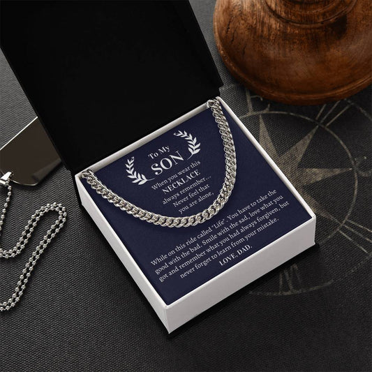 Gift For Son From Dad - Never Forget To Learn From Your Mistake Cuban Link Chain