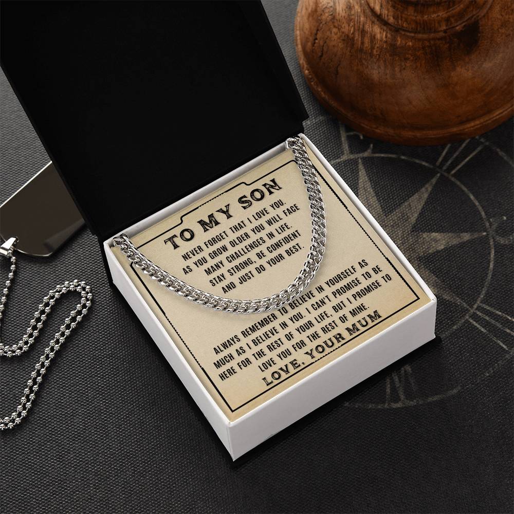 My Son - Never Forget That I Love You - Cuban Link Chain Necklace