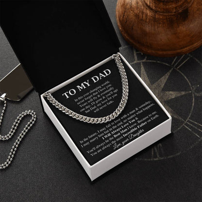 To My Dad Cuban Chain Necklace Gift For Dad From Daughter Father's Day Gift Sentimental Birthday Gift For Dad Cuban Link Chain