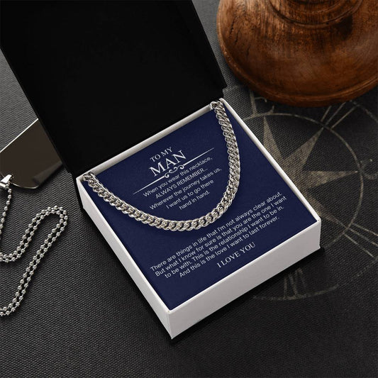 To My Man Valentine's Day Cuban Chain Necklace Cuban Link Chain