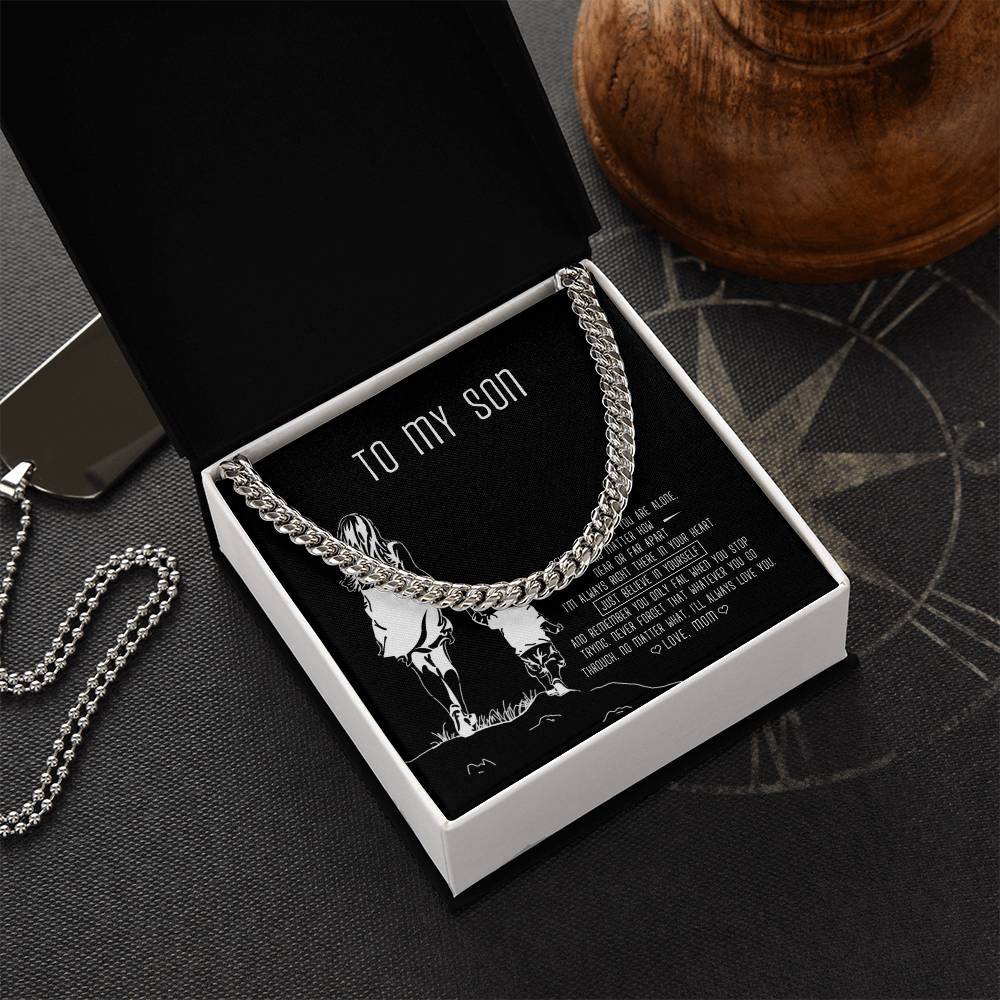 To My Son Cuban Link Chain Necklace