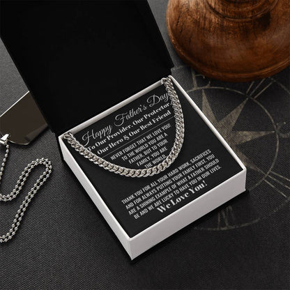 Our World Father's Day Necklace Cuban Link Chain