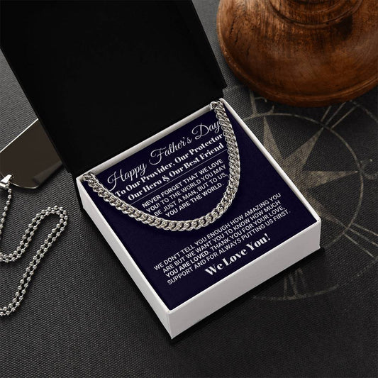 Our World Father's Day Necklace Cuban Link Chain