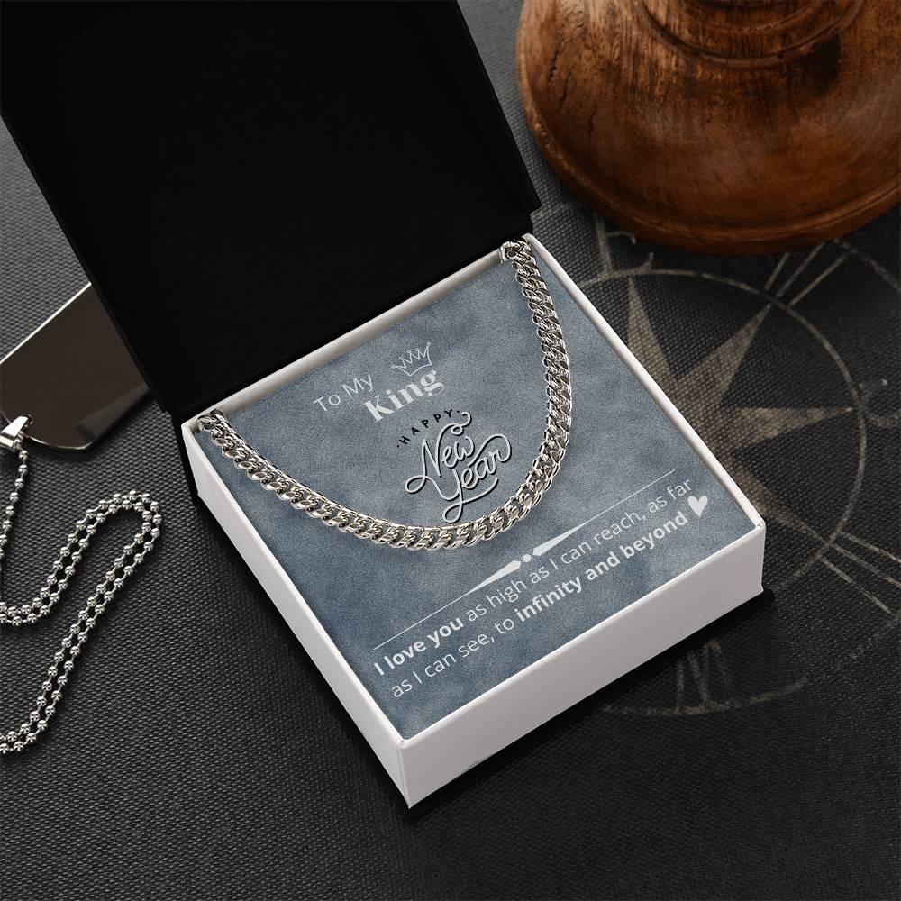 Necklace Gift For Boyfriend Husband  Happy New Year Gift Message Card Cuban Link Chain