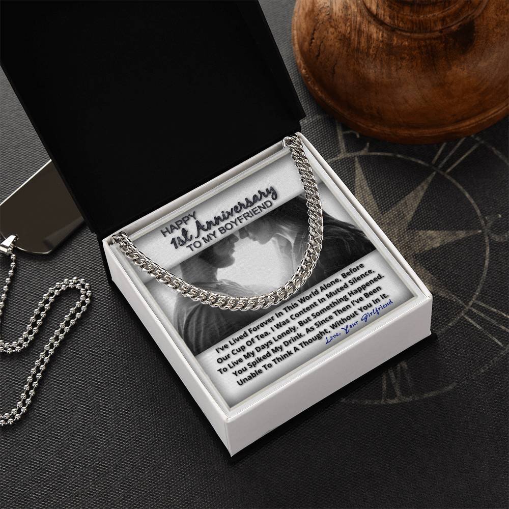 One Year Anniversary Gifts For Boyfriend Link Chain Necklace In Stainless Steel Or 14K Gold Finish Cuban Link Chain