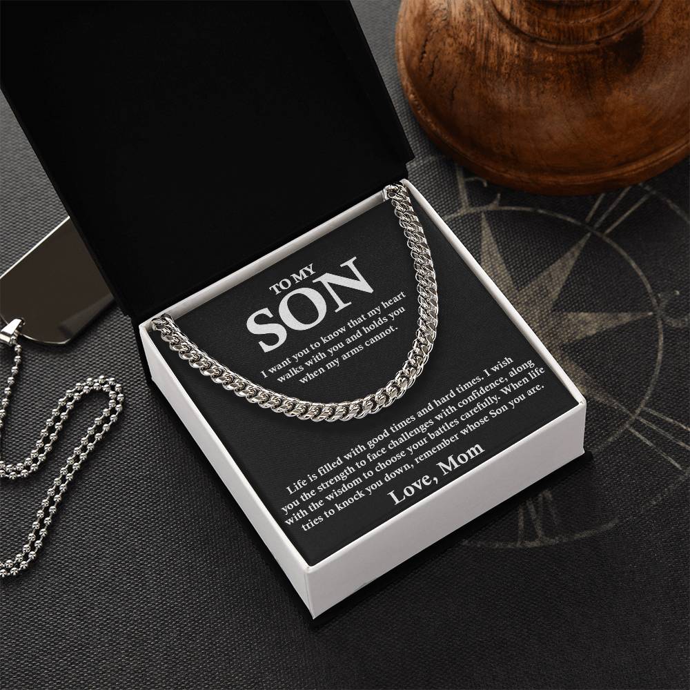 To My Son Chain Necklace Gift For Son From Mom Son Birthday Gift Graduation Jewelry Gift Cuban Link Chain
