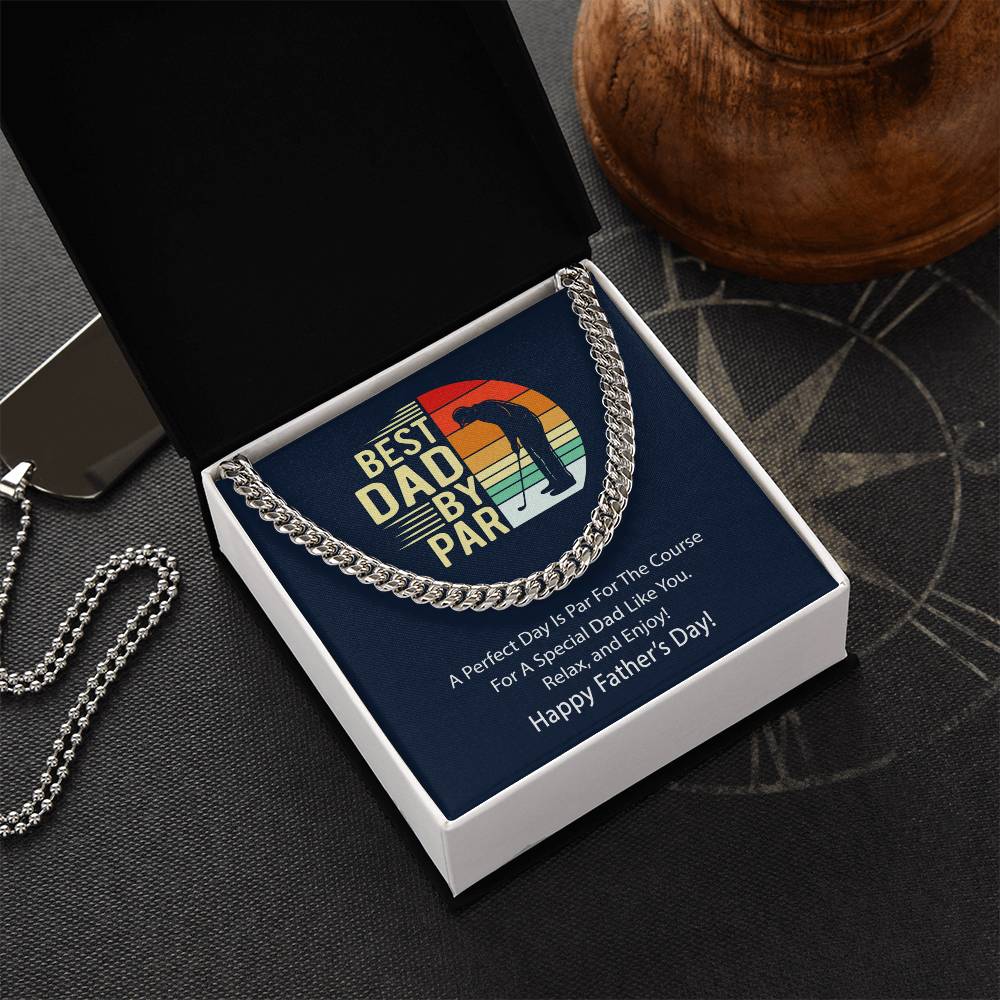 Cuban Link Chain Men Best Dad By Par Gift Necklace For Golf Dad Father's Day Gift Necklace For Dad Bonus Dad Gift