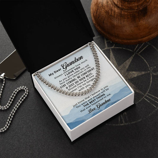 To My Grandson ??  Cuban Link Chain Necklace