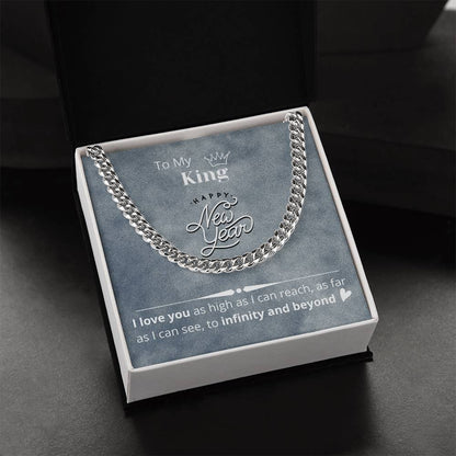 Necklace Gift For Boyfriend Husband  Happy New Year Gift Message Card Cuban Link Chain