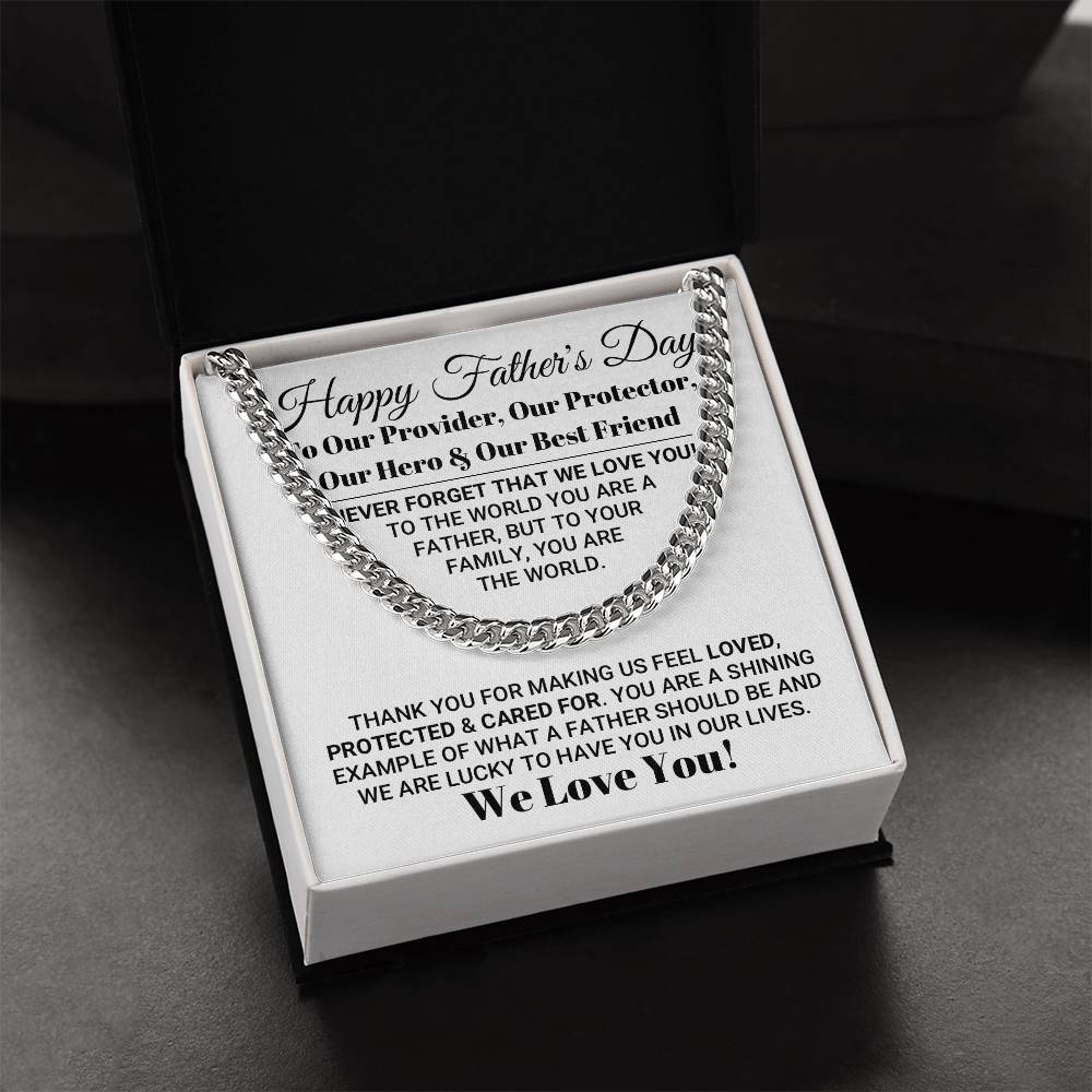 Our World Father's Day Necklace Cuban Link Chain