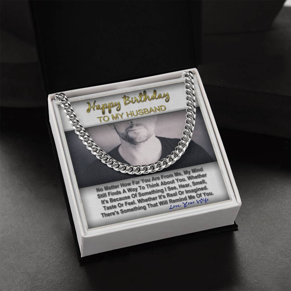 Happy Birthday To My Husband Gift For Him Cuban Link Chain Message Card Gift Box