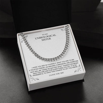 To My Unbiological Sister Necklace 14K Gold Gift For Friend Cuban Link Chain
